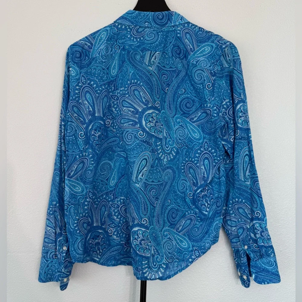 Lauren Ralph Lauren Paisley Button Down Shirt Size L - Picture 8 of 14